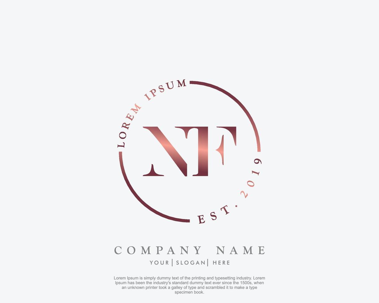 Initial letter NF Feminine logo beauty monogram and elegant logo design, handwriting logo of initial signature, wedding, fashion, floral and botanical with creative template vector