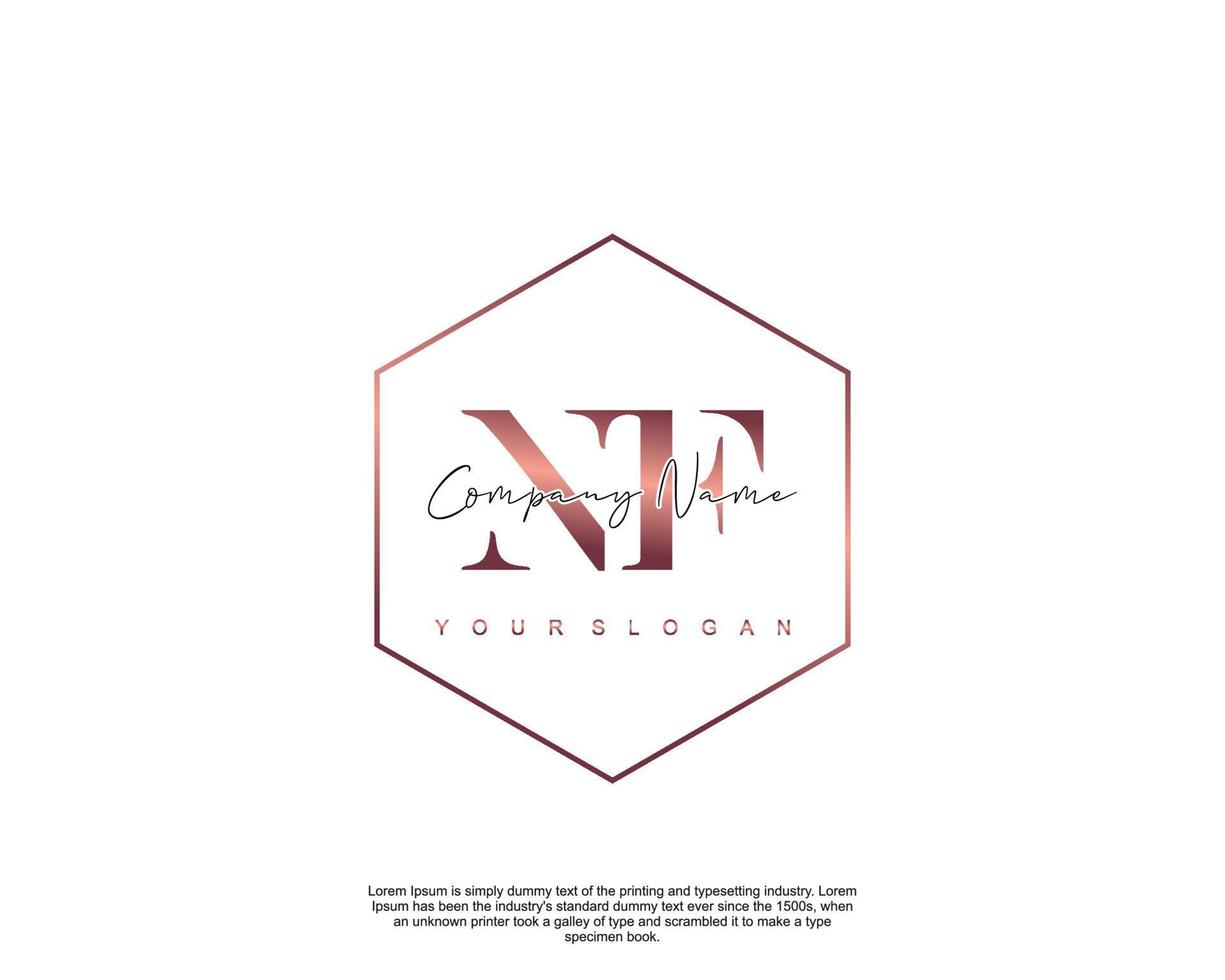 Initial letter NF Feminine logo beauty monogram and elegant logo design, handwriting logo of initial signature, wedding, fashion, floral and botanical with creative template vector