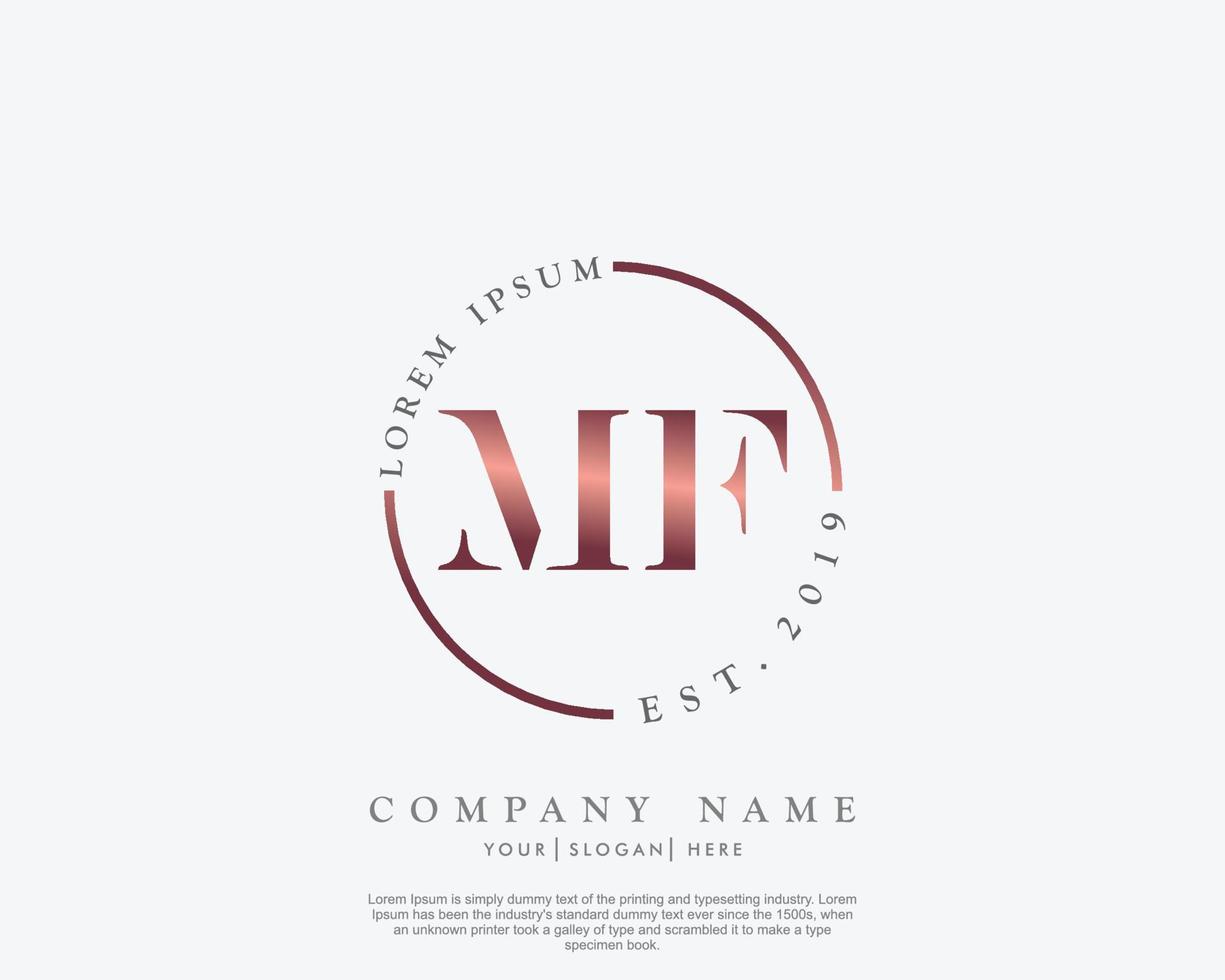 Initial MF Feminine logo beauty monogram and elegant logo design, handwriting logo of initial signature, wedding, fashion, floral and botanical with creative template vector