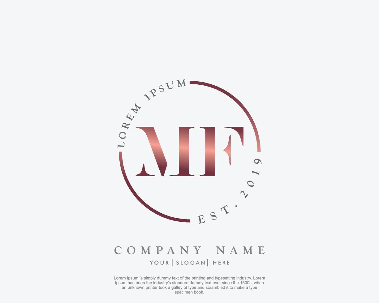 monograma de belleza de logotipo femenino mf inicial y diseño de logotipo elegante, logotipo de escritura a mano de firma inicial, boda, moda, floral y botánica con plantilla creativa vector