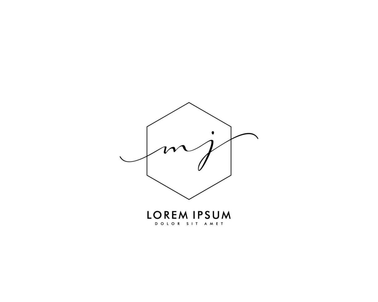 Initial MJ Feminine logo beauty monogram and elegant logo design, handwriting logo of initial signature, wedding, fashion, floral and botanical with creative template vector