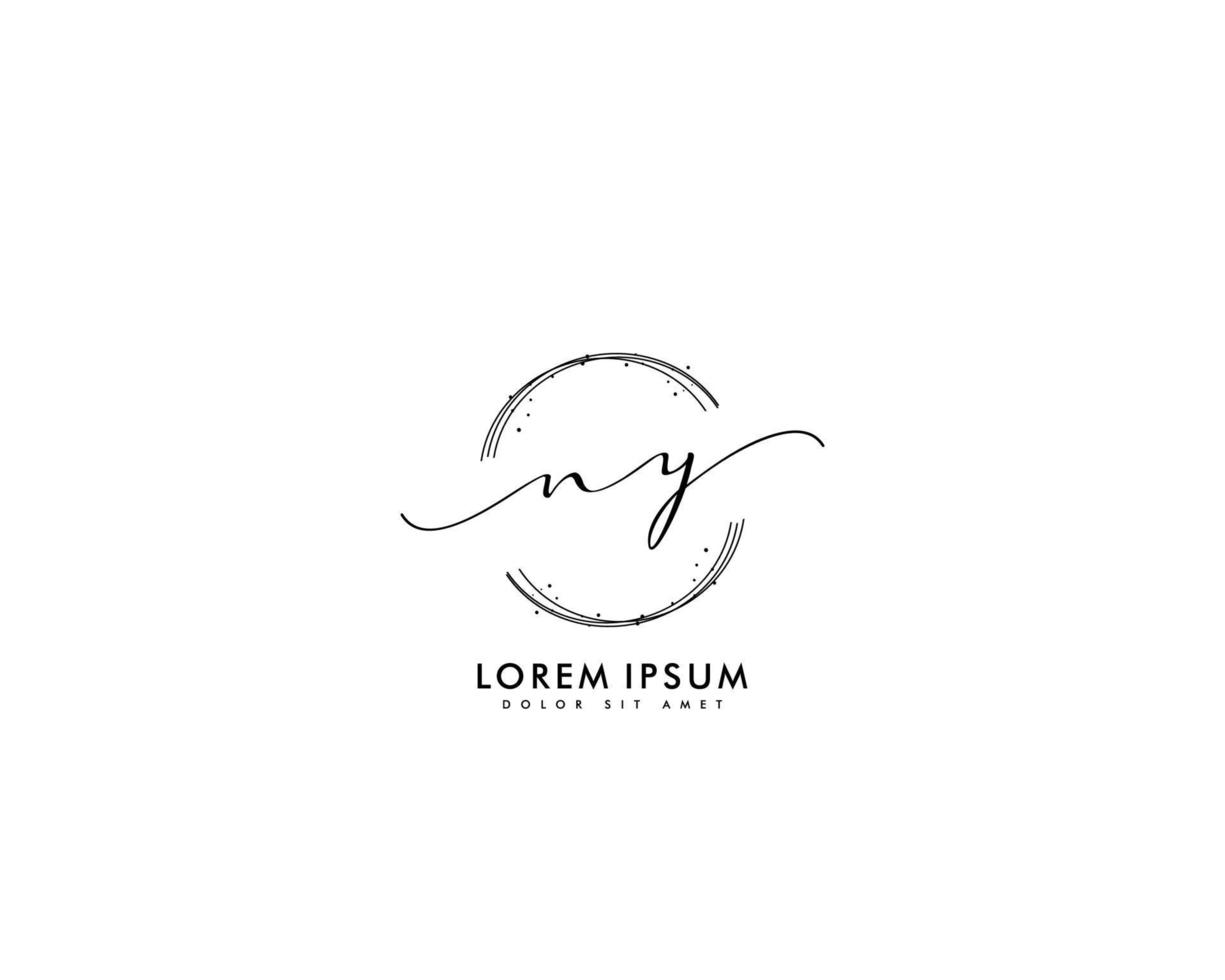 letra inicial ny logotipo femenino monograma de belleza y elegante diseño de logotipo, logotipo de escritura a mano de firma inicial, boda, moda, floral y botánica con plantilla creativa vector