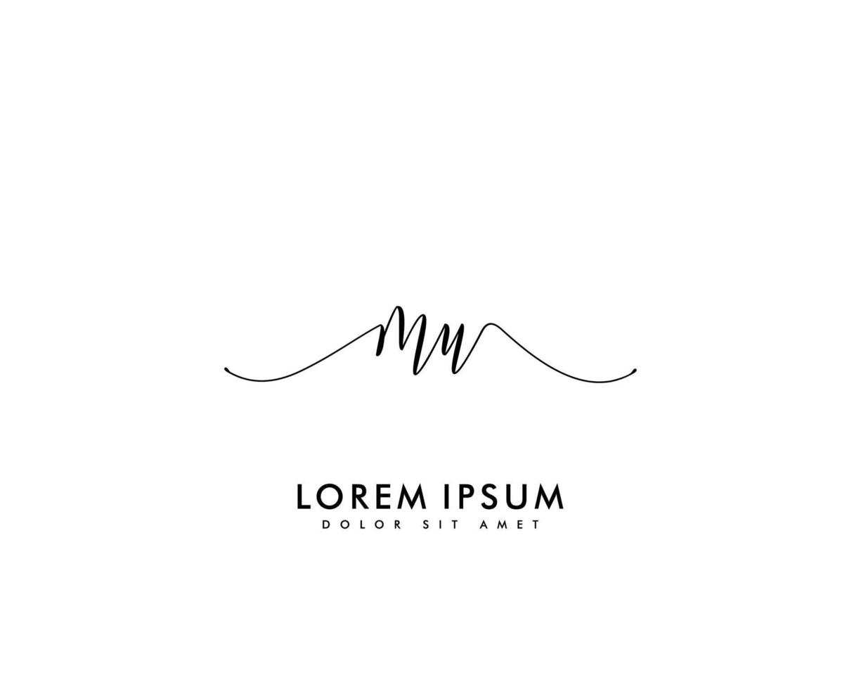 Initial MU Feminine logo beauty monogram and elegant logo design, handwriting logo of initial signature, wedding, fashion, floral and botanical with creative template vector