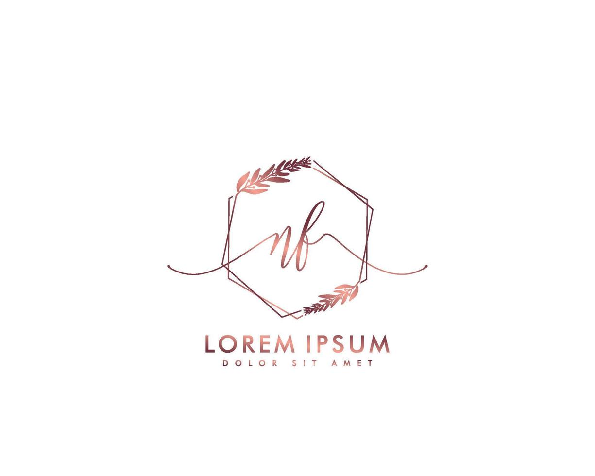 Initial letter NF Feminine logo beauty monogram and elegant logo design, handwriting logo of initial signature, wedding, fashion, floral and botanical with creative template vector