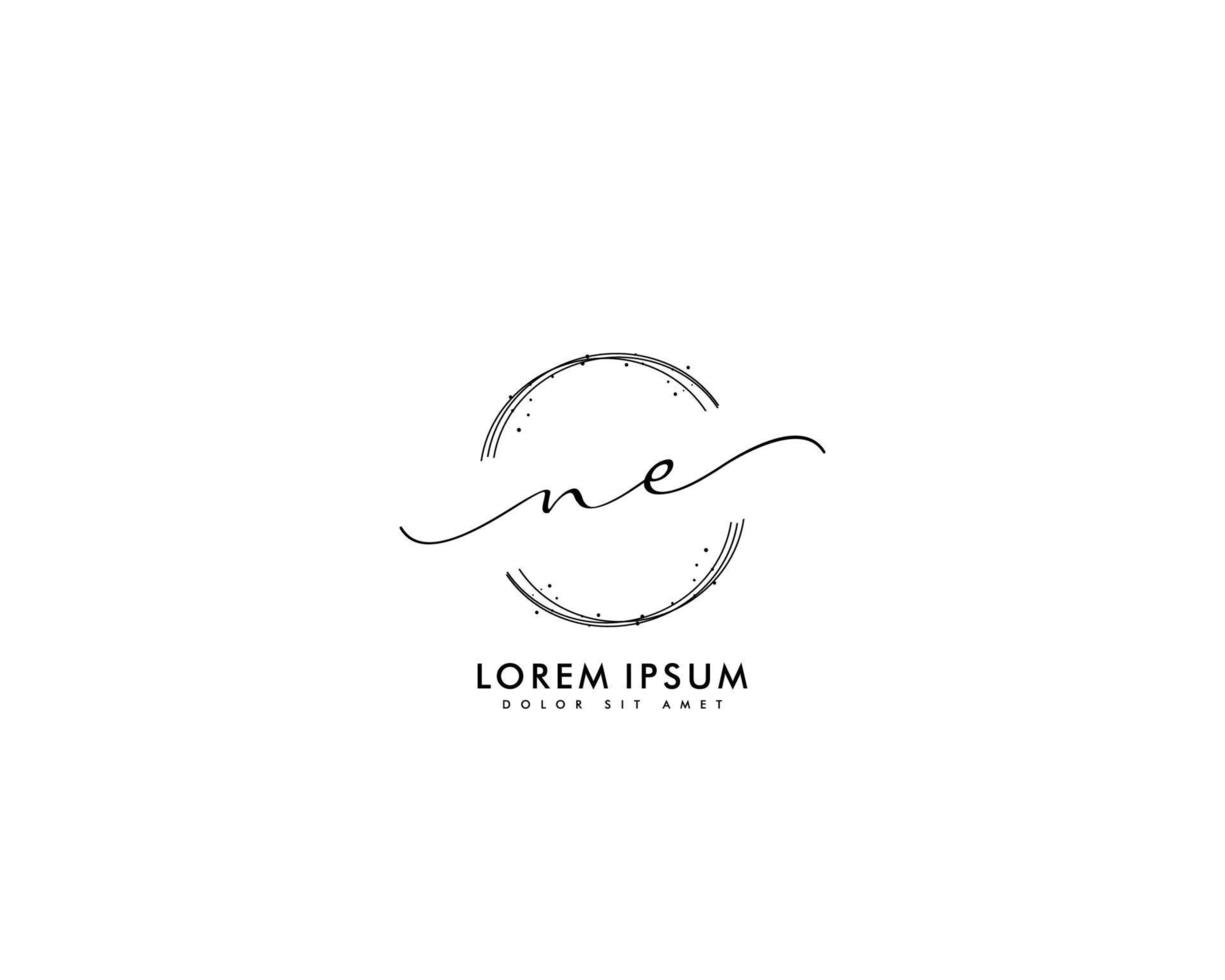 Initial letter NE Feminine logo beauty monogram and elegant logo design, handwriting logo of initial signature, wedding, fashion, floral and botanical with creative template vector