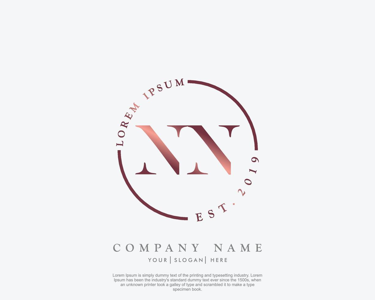 Initial letter NN Feminine logo beauty monogram and elegant logo design, handwriting logo of initial signature, wedding, fashion, floral and botanical with creative template vector