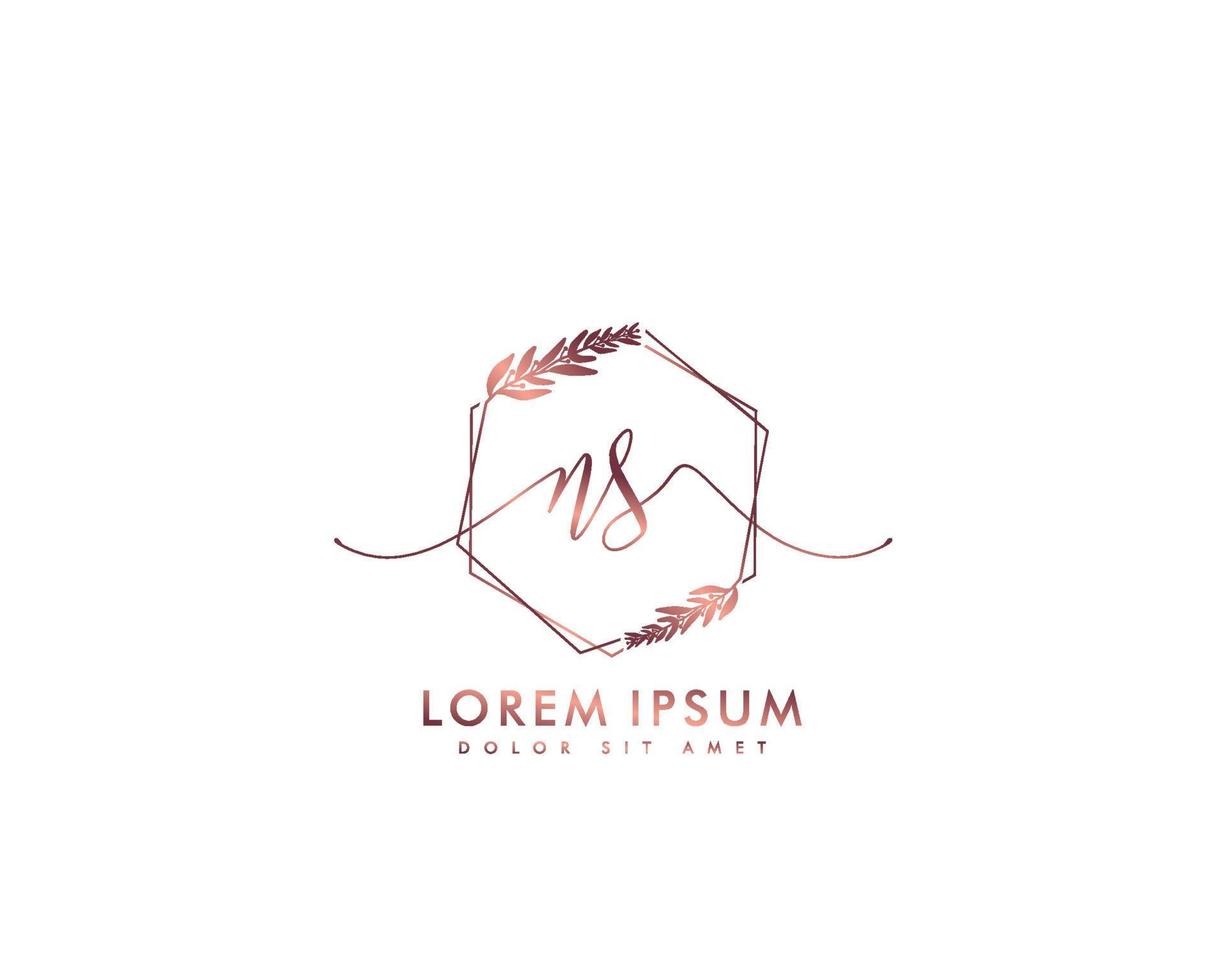 letra inicial ns logotipo femenino monograma de belleza y elegante diseño de logotipo, logotipo de escritura a mano de firma inicial, boda, moda, floral y botánica con plantilla creativa vector