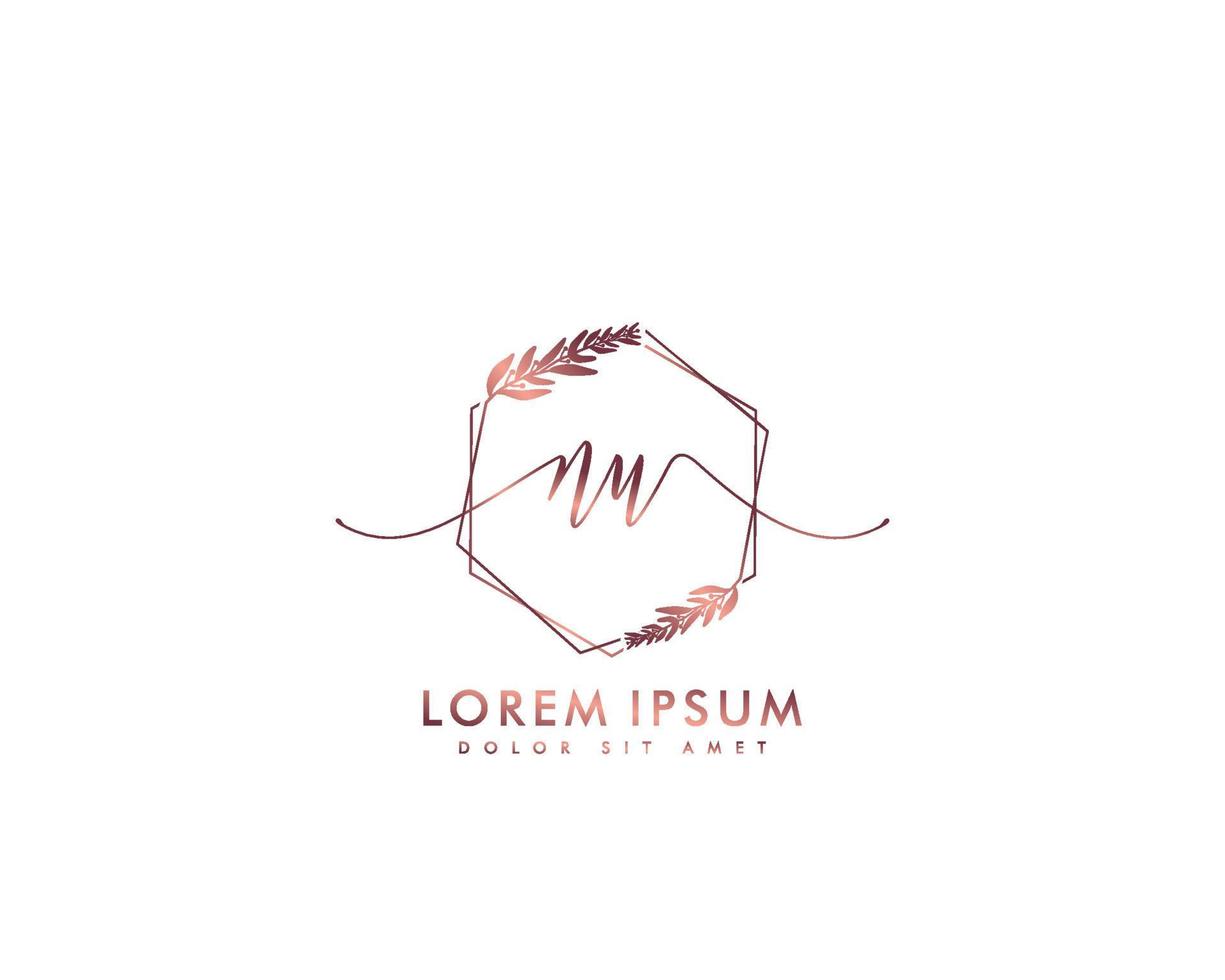 Initial letter NU Feminine logo beauty monogram and elegant logo design, handwriting logo of initial signature, wedding, fashion, floral and botanical with creative template vector