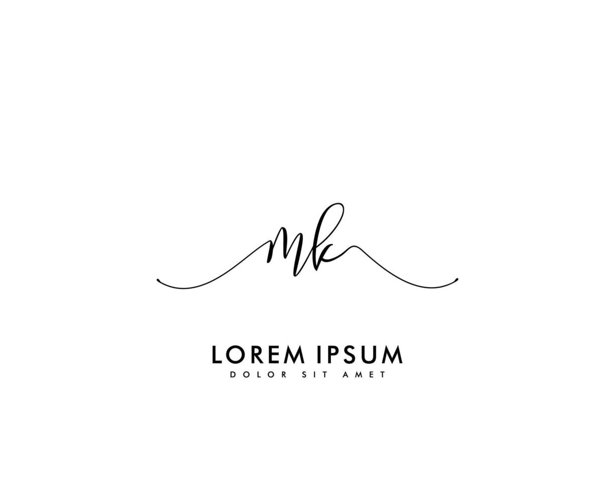 Initial MK Feminine logo beauty monogram and elegant logo design, handwriting logo of initial signature, wedding, fashion, floral and botanical with creative template vector