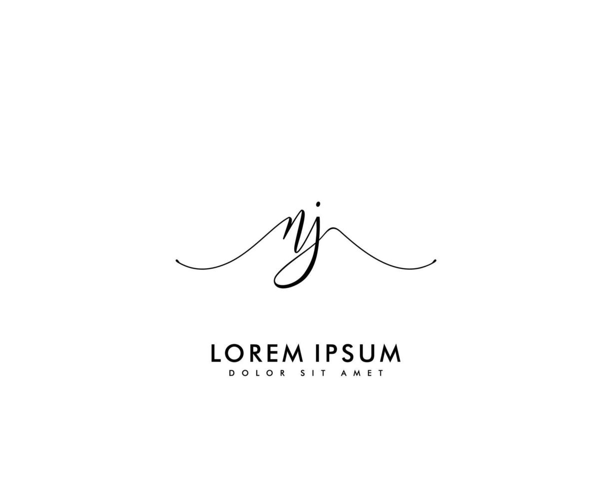 Initial letter NJ Feminine logo beauty monogram and elegant logo design, handwriting logo of initial signature, wedding, fashion, floral and botanical with creative template vector