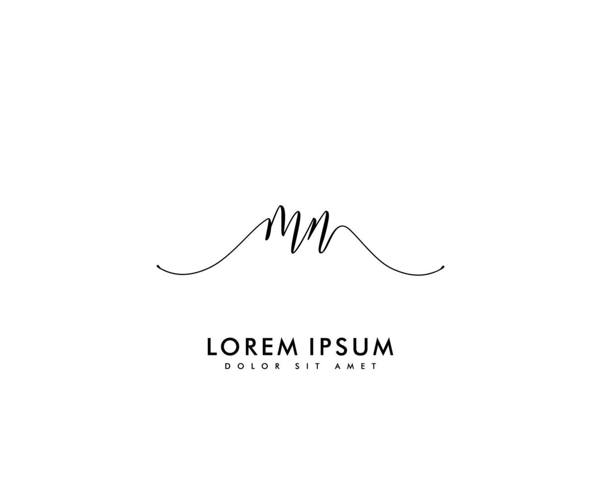 Initial MN Feminine logo beauty monogram and elegant logo design, handwriting logo of initial signature, wedding, fashion, floral and botanical with creative template vector