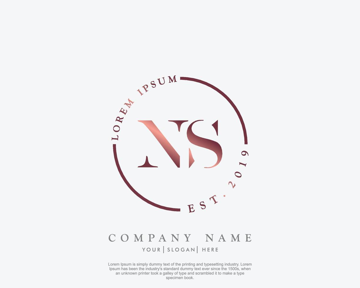 Initial letter NS Feminine logo beauty monogram and elegant logo design, handwriting logo of initial signature, wedding, fashion, floral and botanical with creative template vector