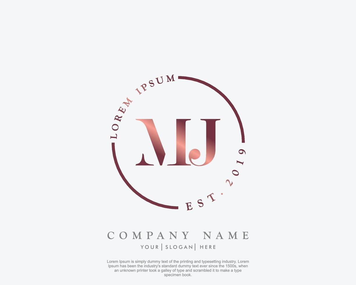 Initial MJ Feminine logo beauty monogram and elegant logo design, handwriting logo of initial signature, wedding, fashion, floral and botanical with creative template vector