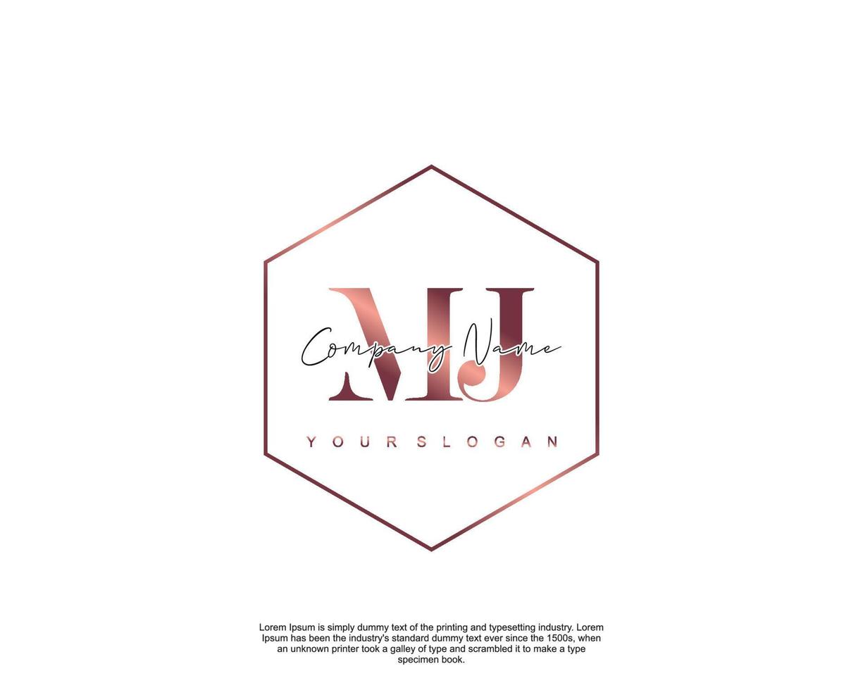 Initial MJ Feminine logo beauty monogram and elegant logo design, handwriting logo of initial signature, wedding, fashion, floral and botanical with creative template vector