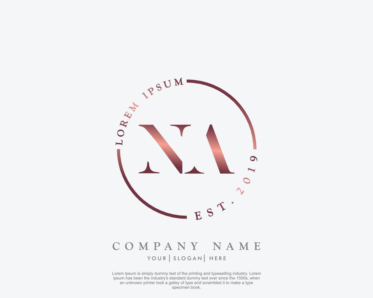 Initial letter NA Feminine logo beauty monogram and elegant logo design, handwriting logo of initial signature, wedding, fashion, floral and botanical with creative template vector