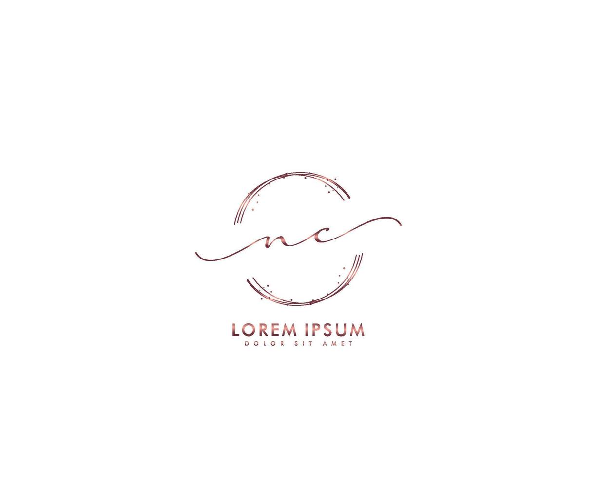 Initial letter NC Feminine logo beauty monogram and elegant logo design, handwriting logo of initial signature, wedding, fashion, floral and botanical with creative template vector