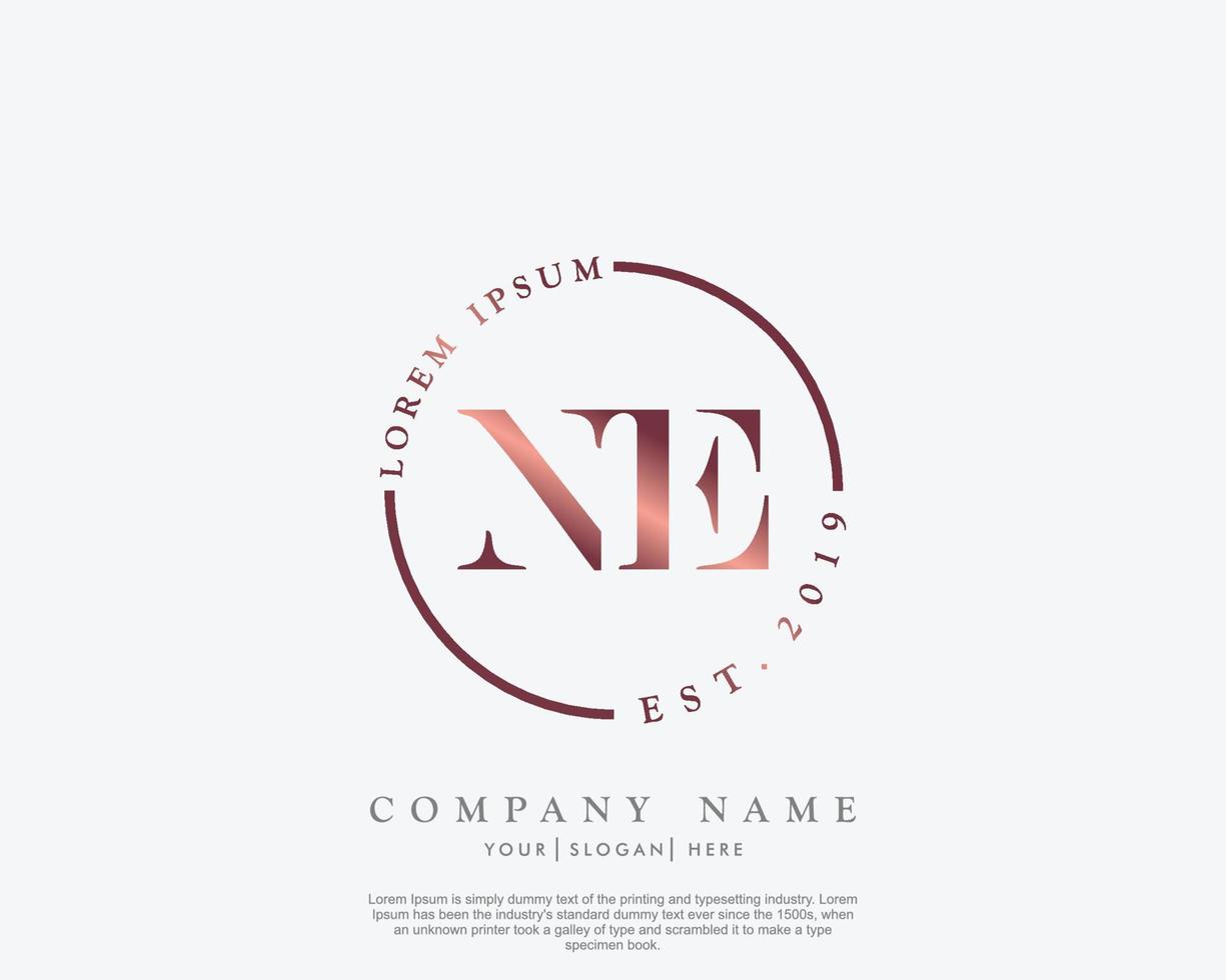 Initial letter NE Feminine logo beauty monogram and elegant logo design, handwriting logo of initial signature, wedding, fashion, floral and botanical with creative template vector