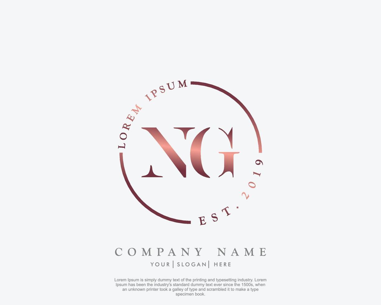 Initial letter NG Feminine logo beauty monogram and elegant logo design, handwriting logo of initial signature, wedding, fashion, floral and botanical with creative template vector