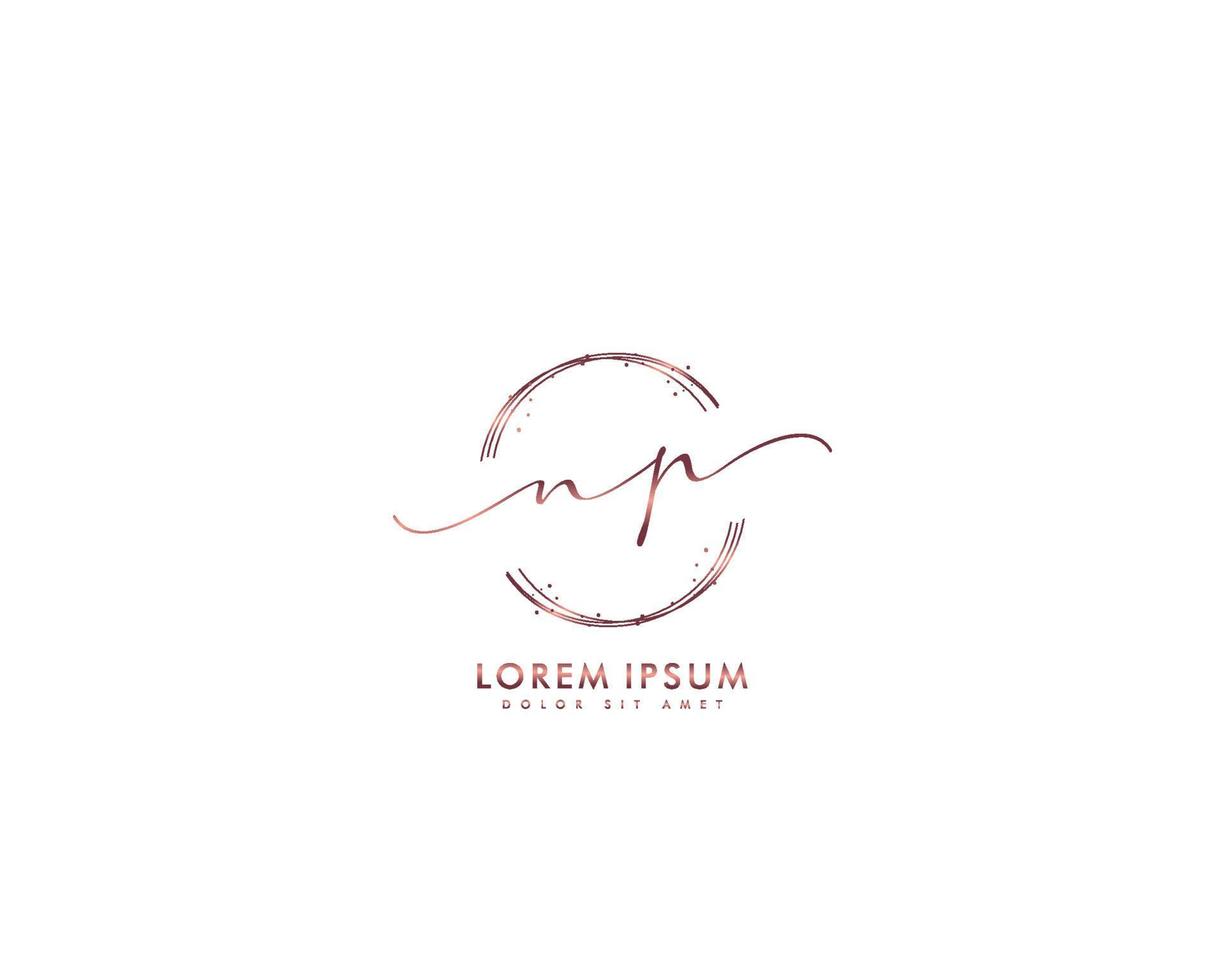 Initial letter NP Feminine logo beauty monogram and elegant logo design, handwriting logo of initial signature, wedding, fashion, floral and botanical with creative template vector