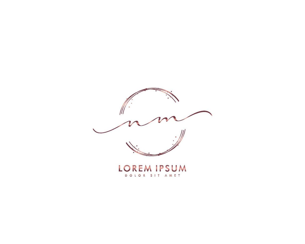 Initial letter NM Feminine logo beauty monogram and elegant logo design, handwriting logo of initial signature, wedding, fashion, floral and botanical with creative template vector