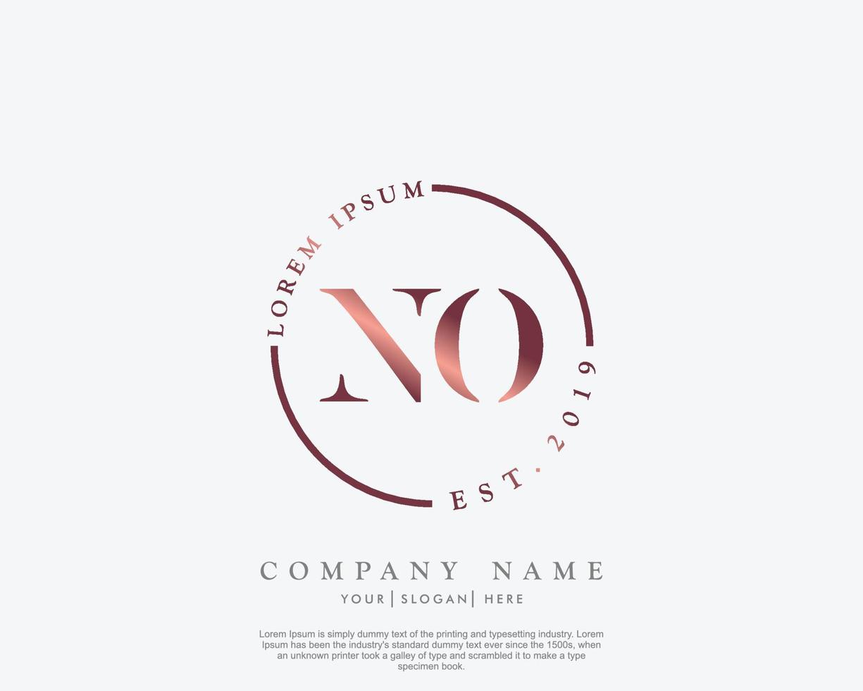 Initial letter NO Feminine logo beauty monogram and elegant logo design, handwriting logo of initial signature, wedding, fashion, floral and botanical with creative template vector