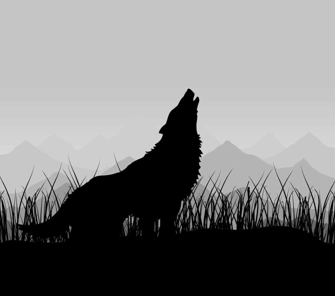 Wolf in mountains vector