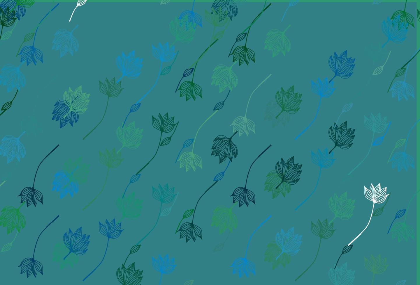 patrón de doodle de vector azul claro, verde.
