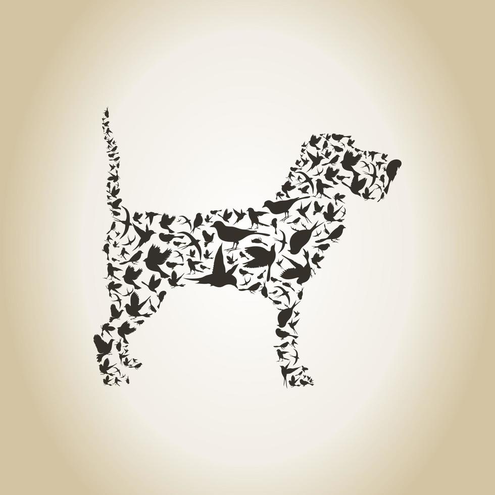 Silhouettes of different breeds of dog. A vector illustration
