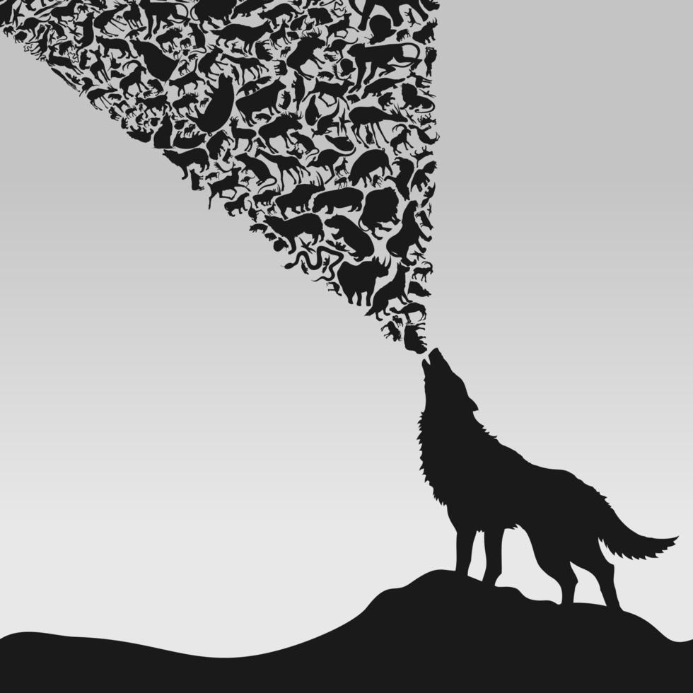 Wolf in mountains vector