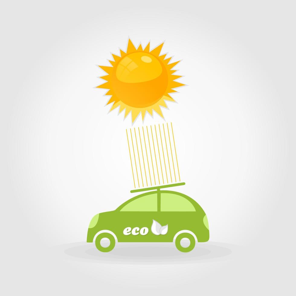 el coche con baterías solares. una ilustración vectorial vector