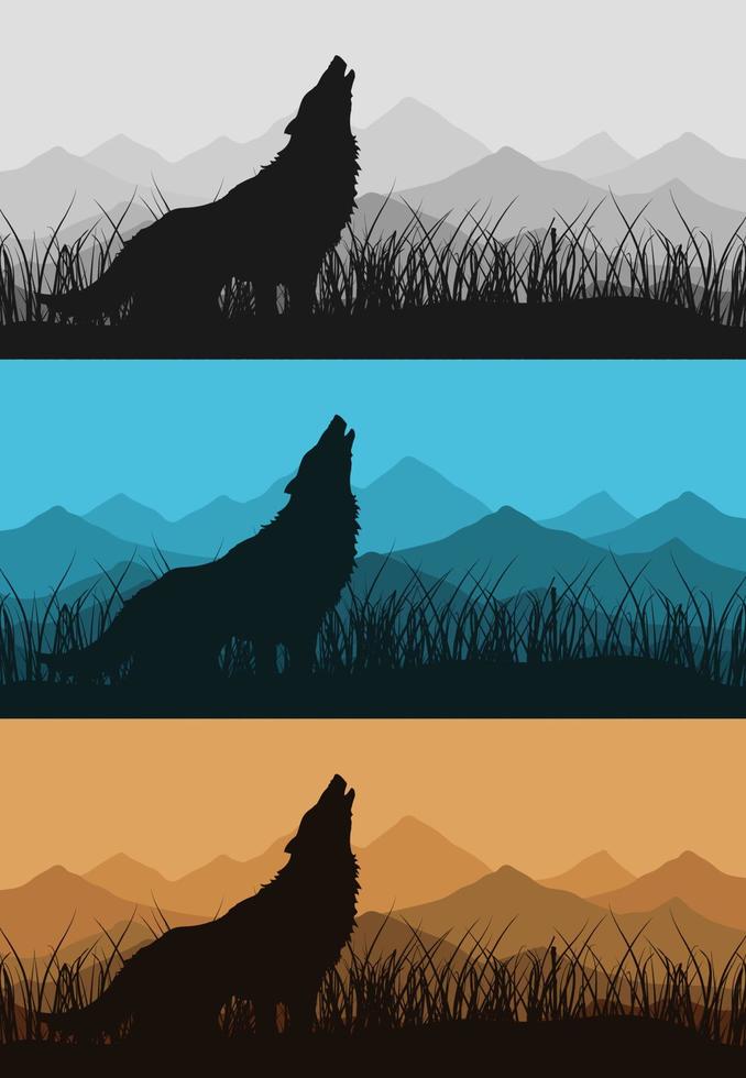 lobo en las montañas vector