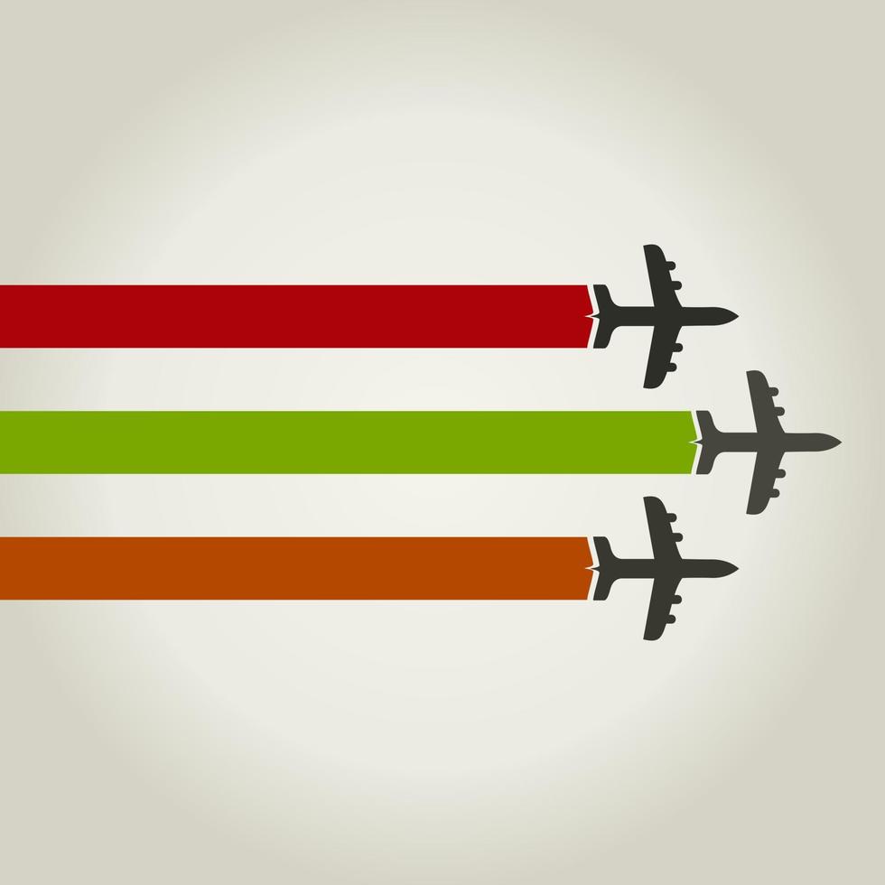 Three planes together fly. A vector illustration