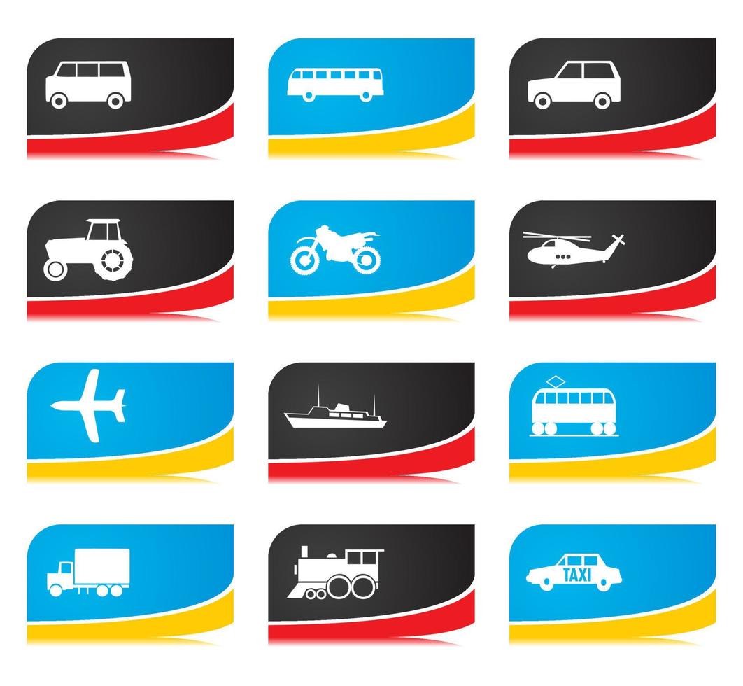 Icons of different types of transport. A vector illustration