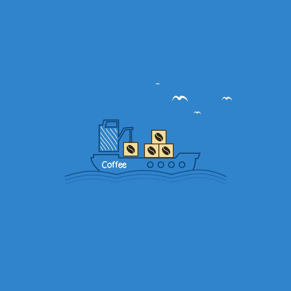 el barco transporta café. una ilustración vectorial vector