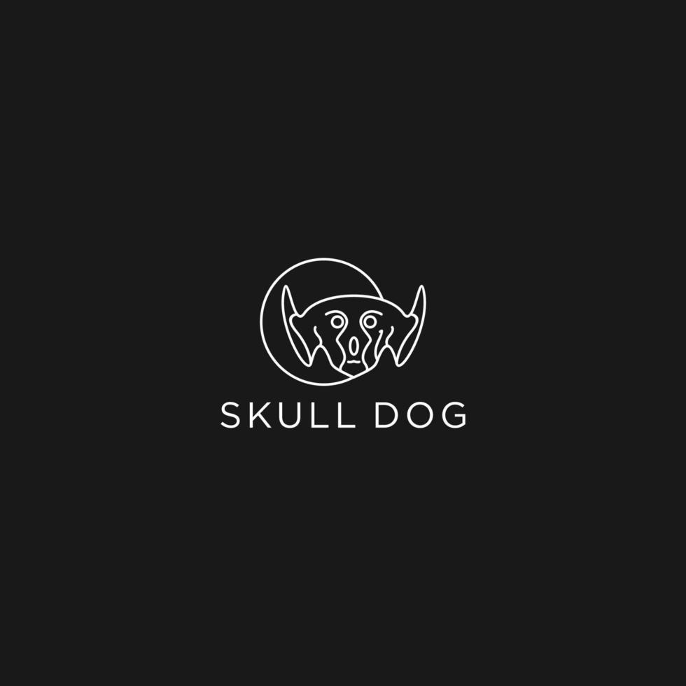 plantilla de diseño de icono de logotipo de perro cráneo vector