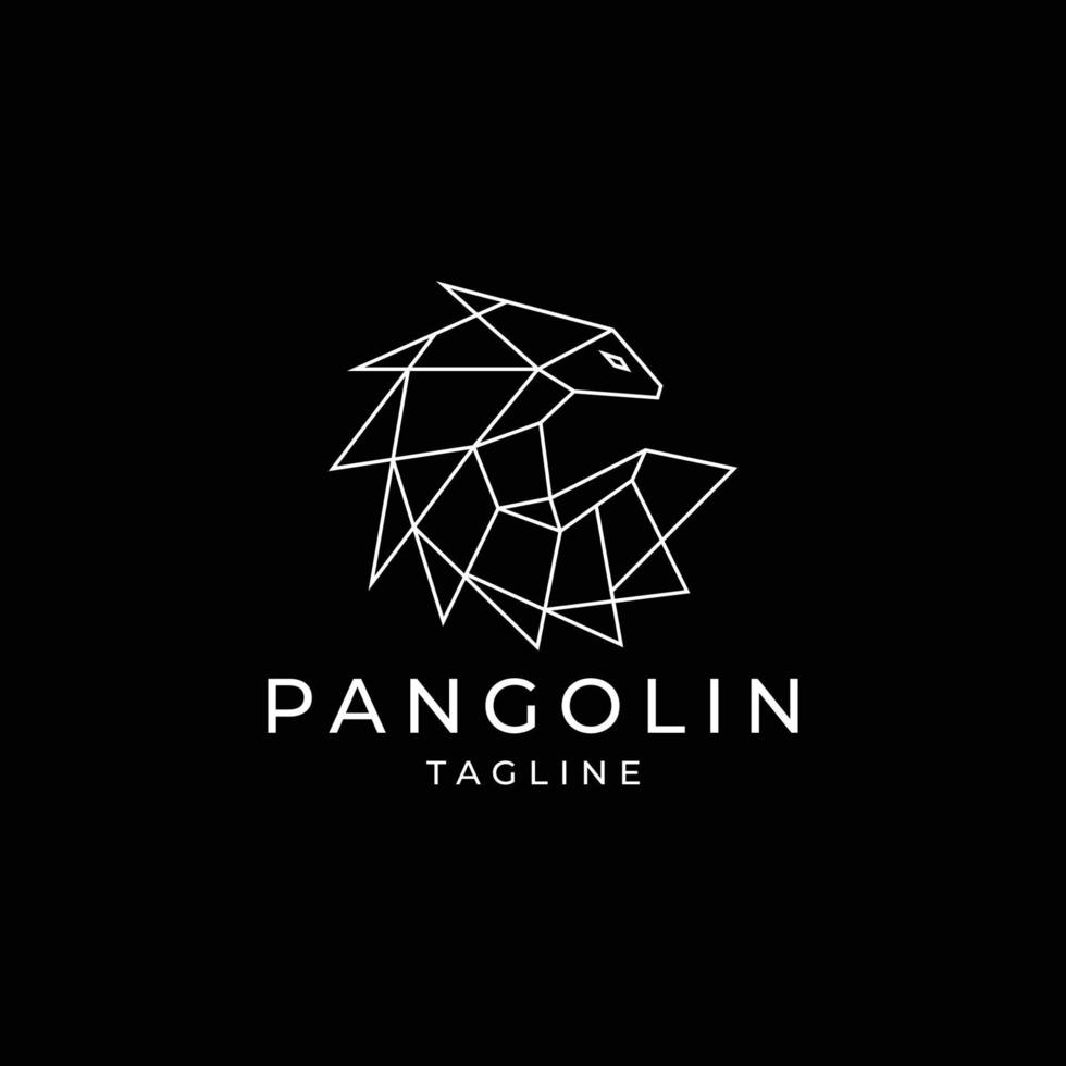 Abstract linear pangolin logo design vector template