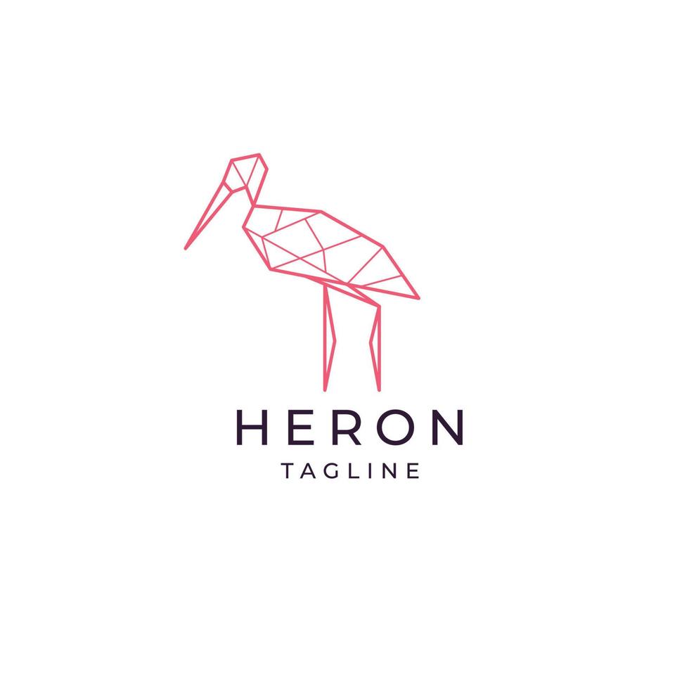 Heron geometric polygonal logo vector icon design template