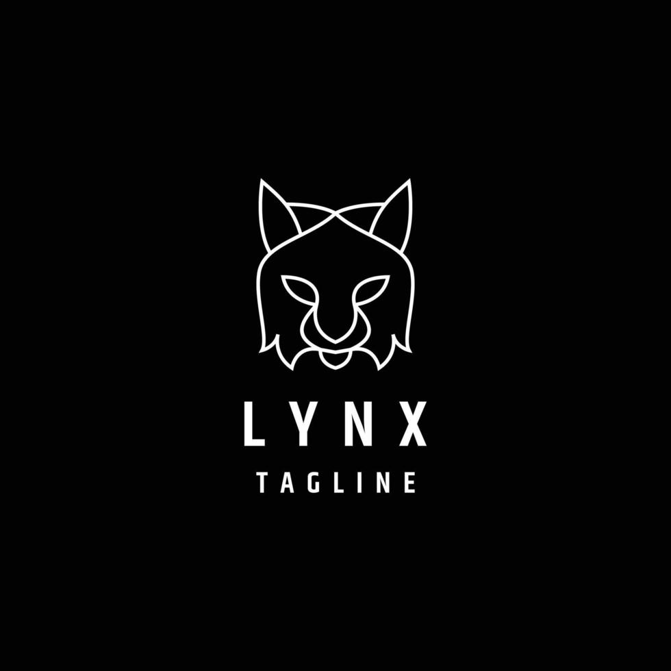 Lynx head line art logo icon design template vector