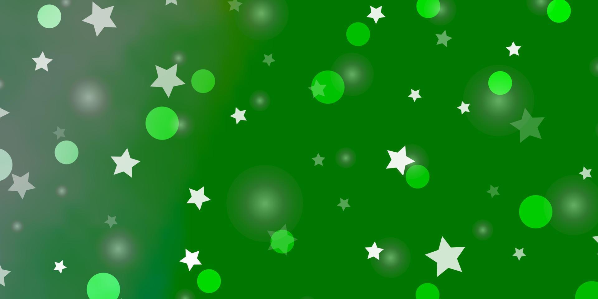 Light Green vector background with circles, stars.