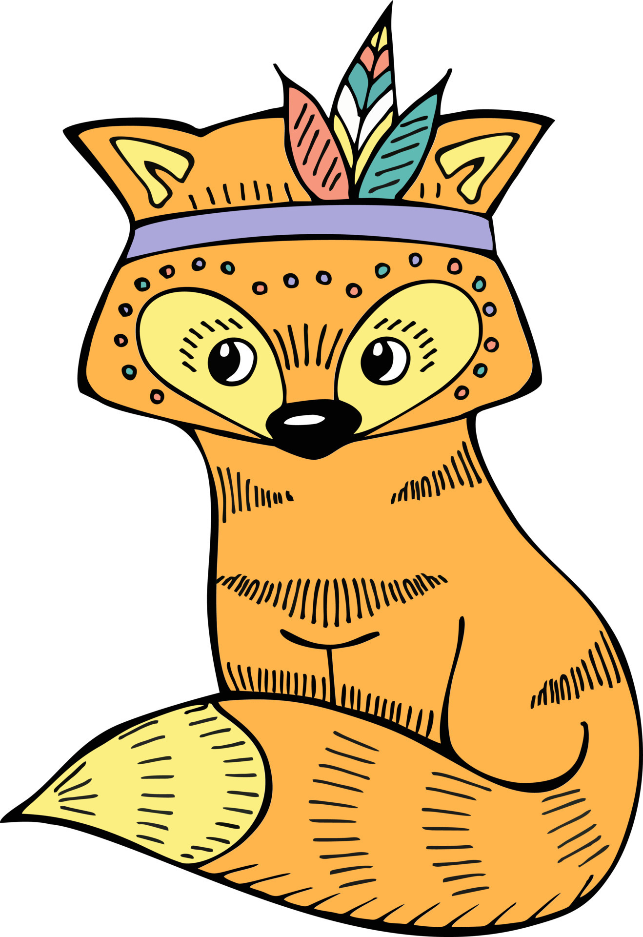 Aztec fox, native american print, animal illustration. Boho fox and ...
