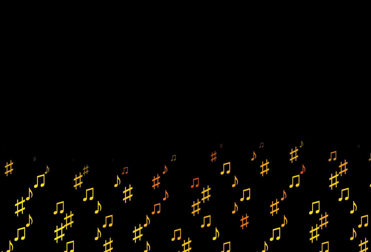 Dark Yellow, Orange vector template with musical symbols.