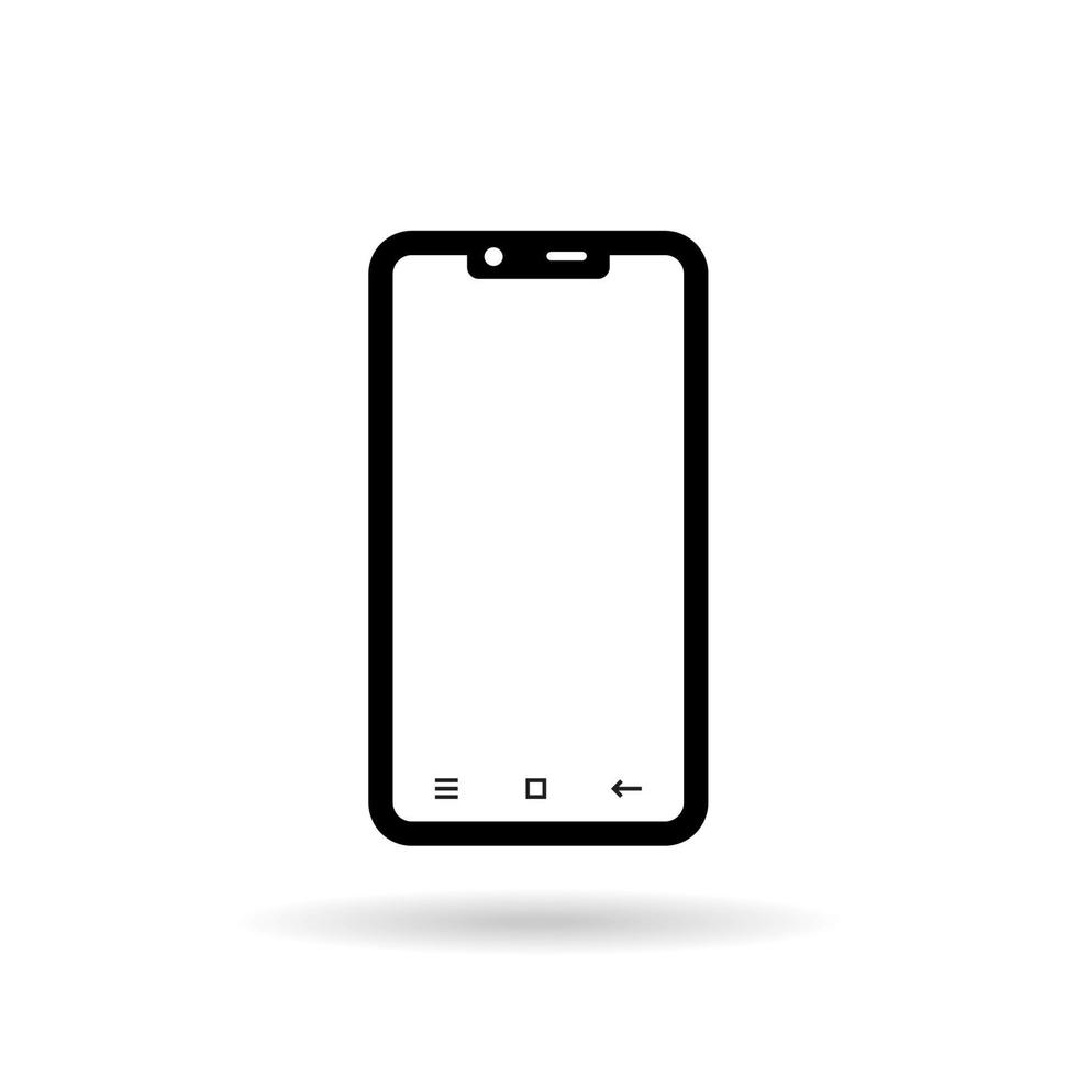 Smartphone icon. Handphone full screen. mobile phone. white background. Transparent black and white mobile phone. icon vector full screen handphone