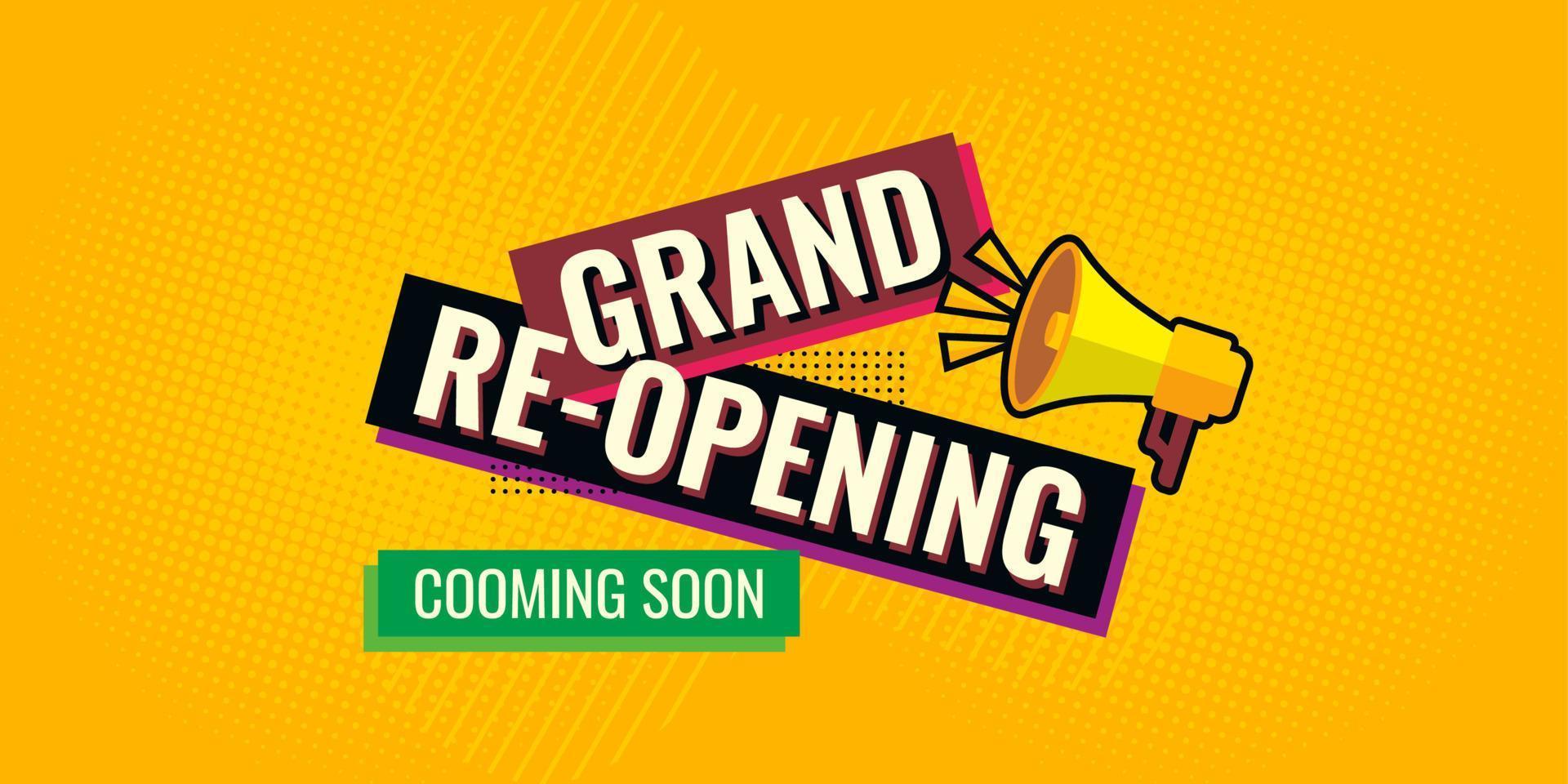 Grand re opening yellow,orange and black abstract sale banner coming soon vector