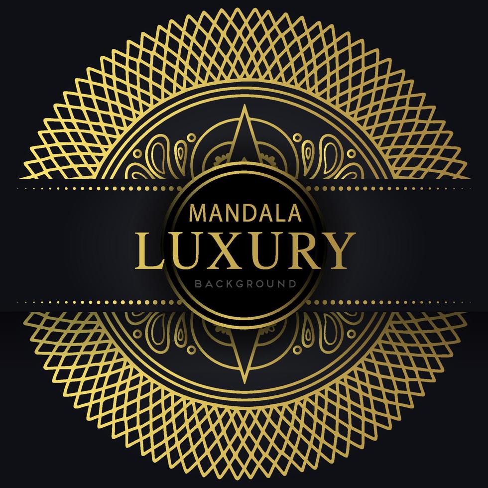 luxury mandala golden with a black background elegant design for anniversary invitation henna vector