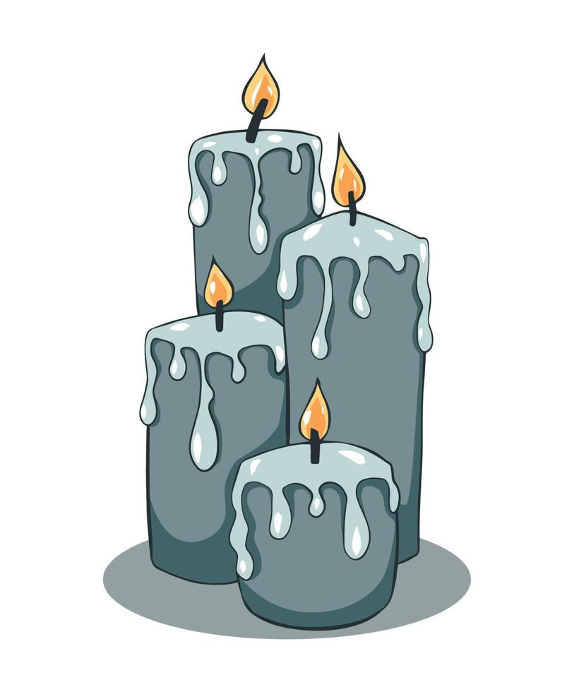 Vector graphics flat illustration of candles scented burning flowing paraffin