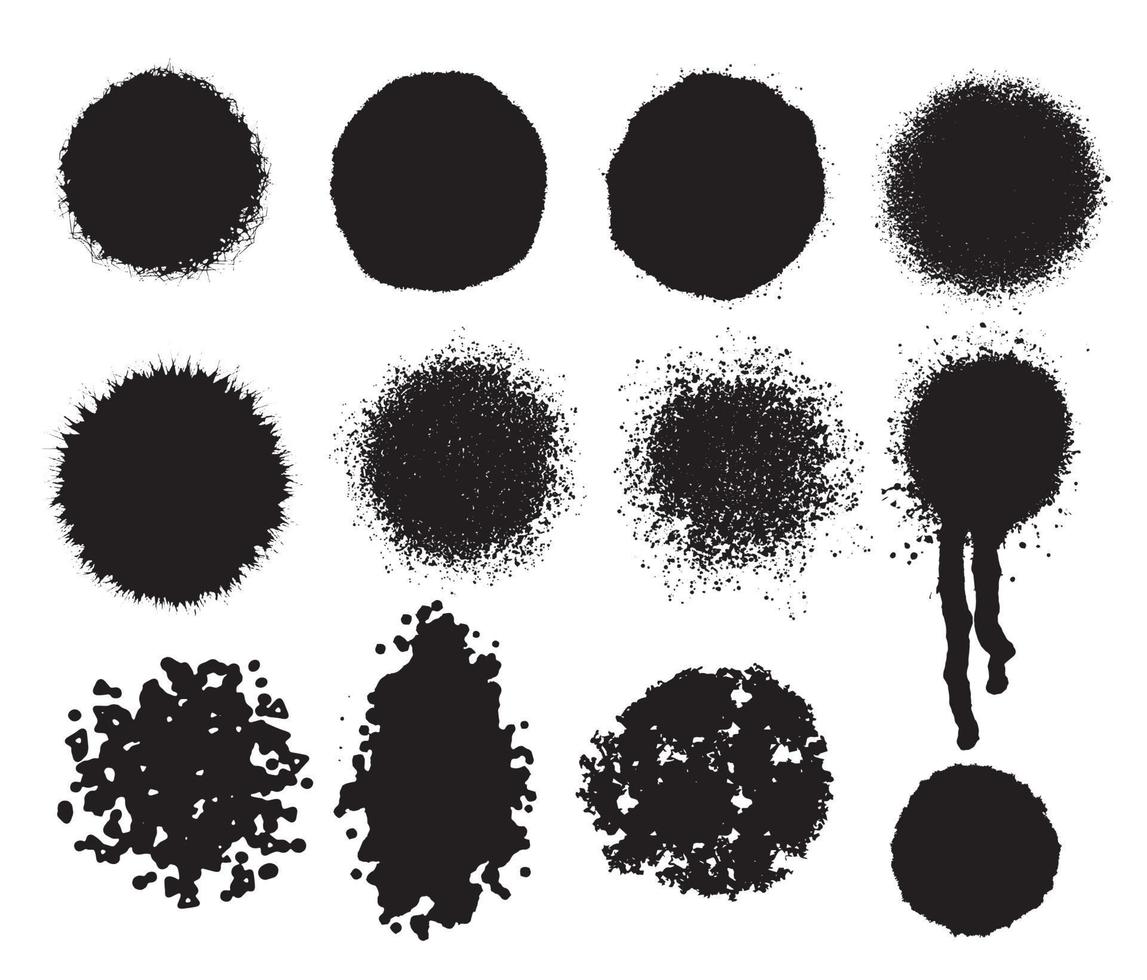 conjunto vectorial de salpicaduras de tinta. salpicadura de tinta negra mancha de barro salpicadura salpicadura con gotas blots conjunto de silueta de grunge vectorial aislado vector