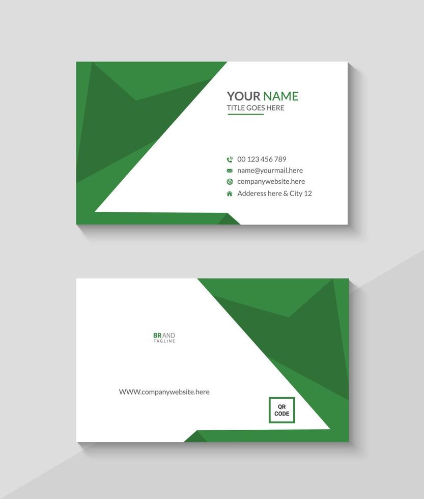 plantilla de diseño de tarjeta de visita verde y blanca, tarjeta de visita moderna o tarjeta de nombre vector
