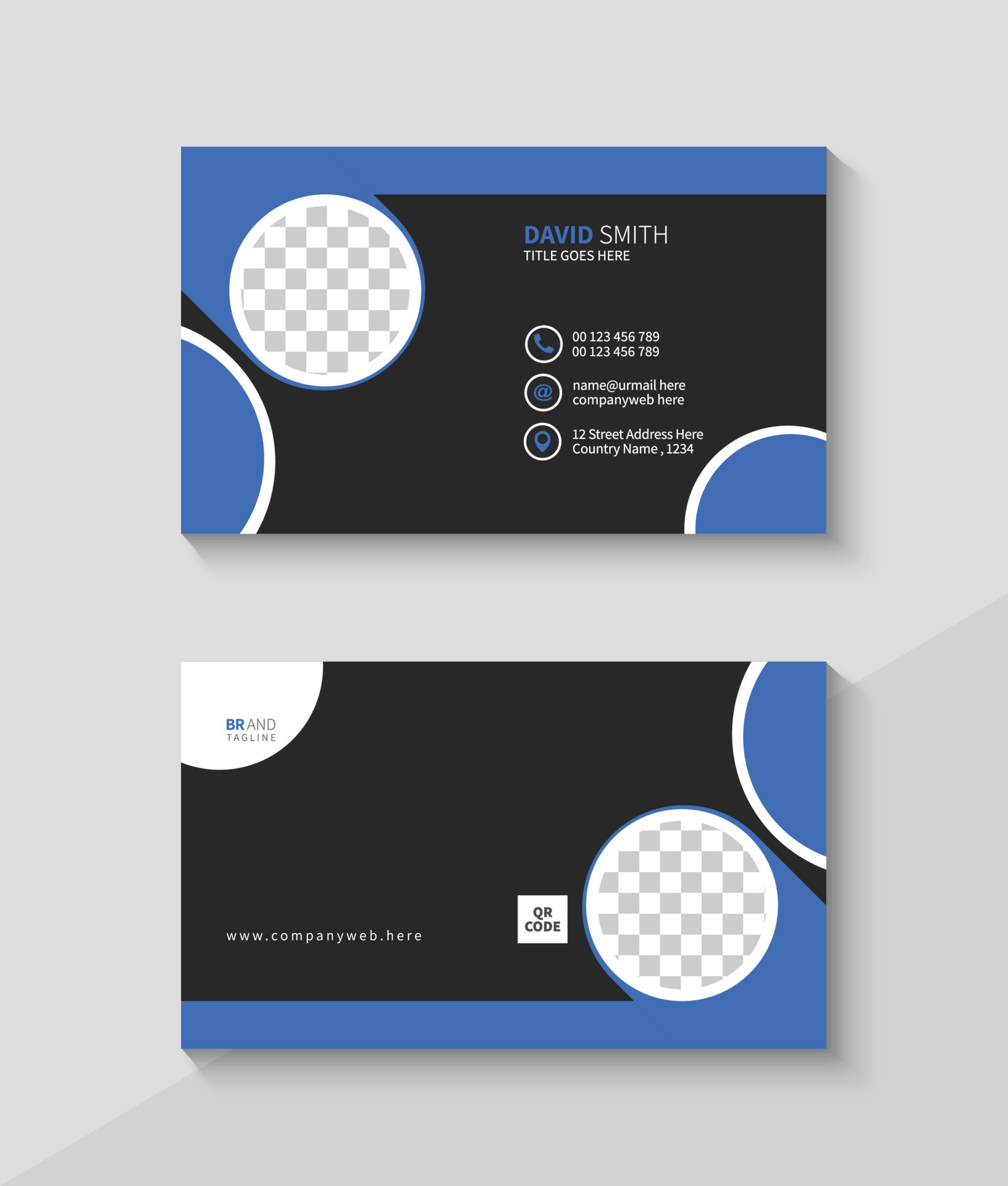 Business card design with black background, Clean and minimal name card  18813603 Vector Art at Vecteezy
