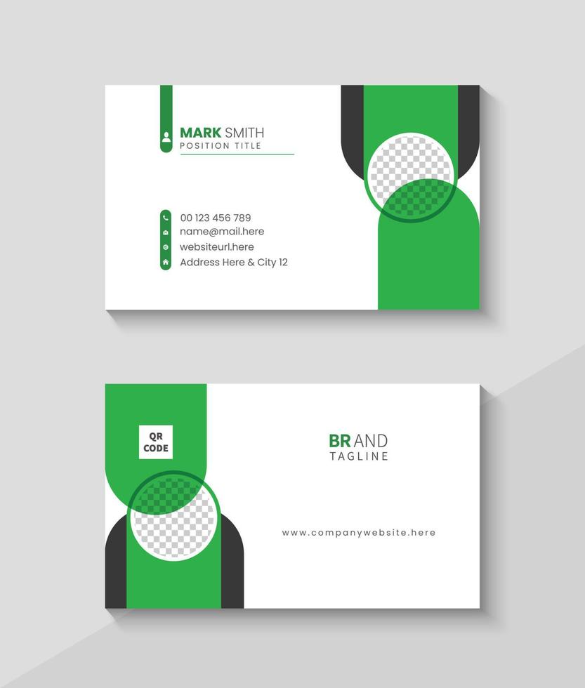 Green and white business card design template, Modern visiting card or name card vector