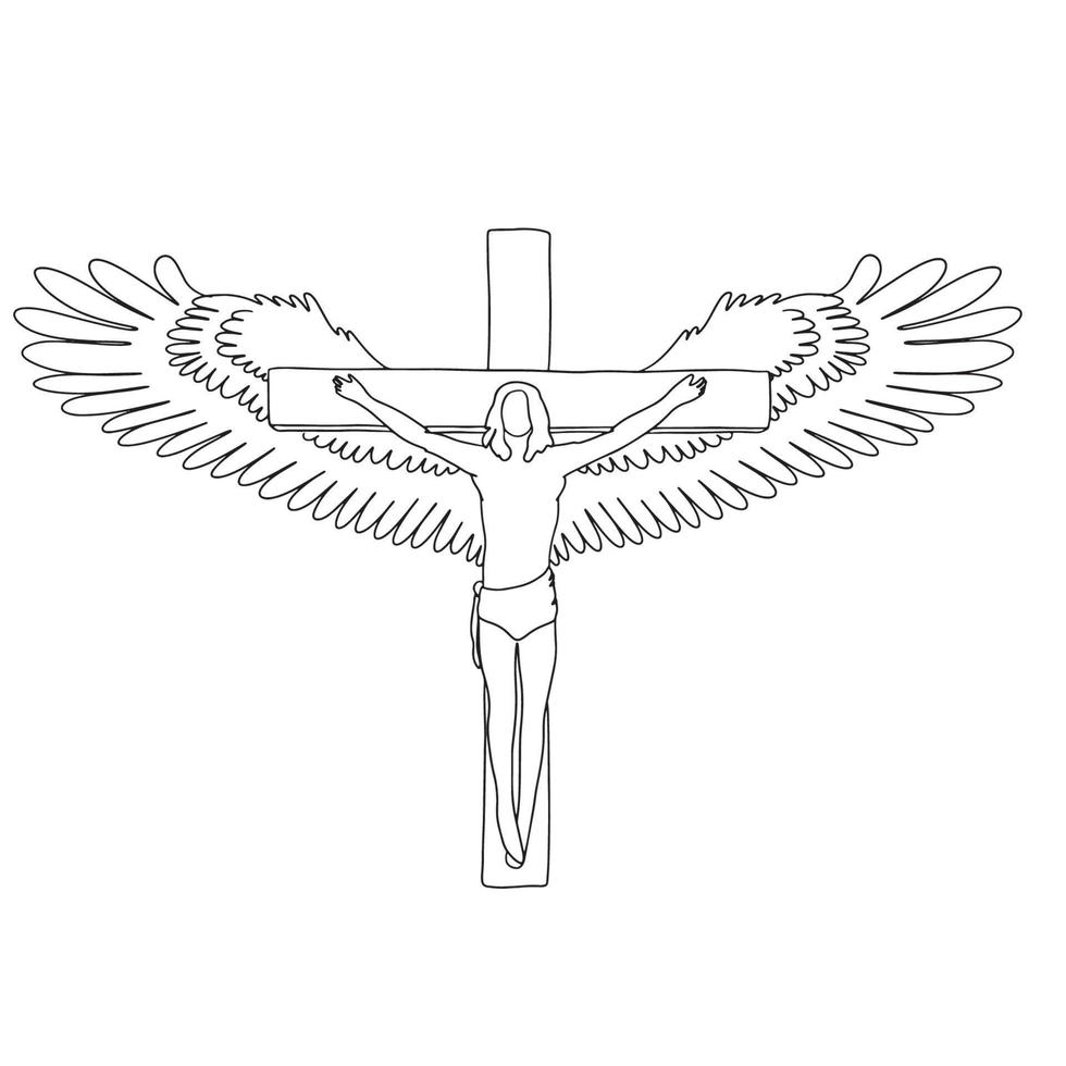 arte de línea religiosa, boceto simple de jesús, dibujo de contorno de dios, ilustración vectorial, gráfico de fe vector